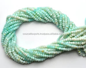 13 "เต็มสาระอิสราเอลเครื่องตัดลูกปัดซูเปอร์พลอยธรรมชาติเปรูสีเทาฟ้าโอปอลเหลี่ยมเพชรพลอยไมโคร3.5มม. Rondelle ลูกปัด - Product Image 2