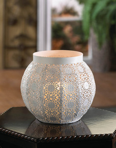 White <b>Powder</b> Coated <b>Iron</b> Handmade Round Candle Votive Holder for Home Decoration - Product Image 1