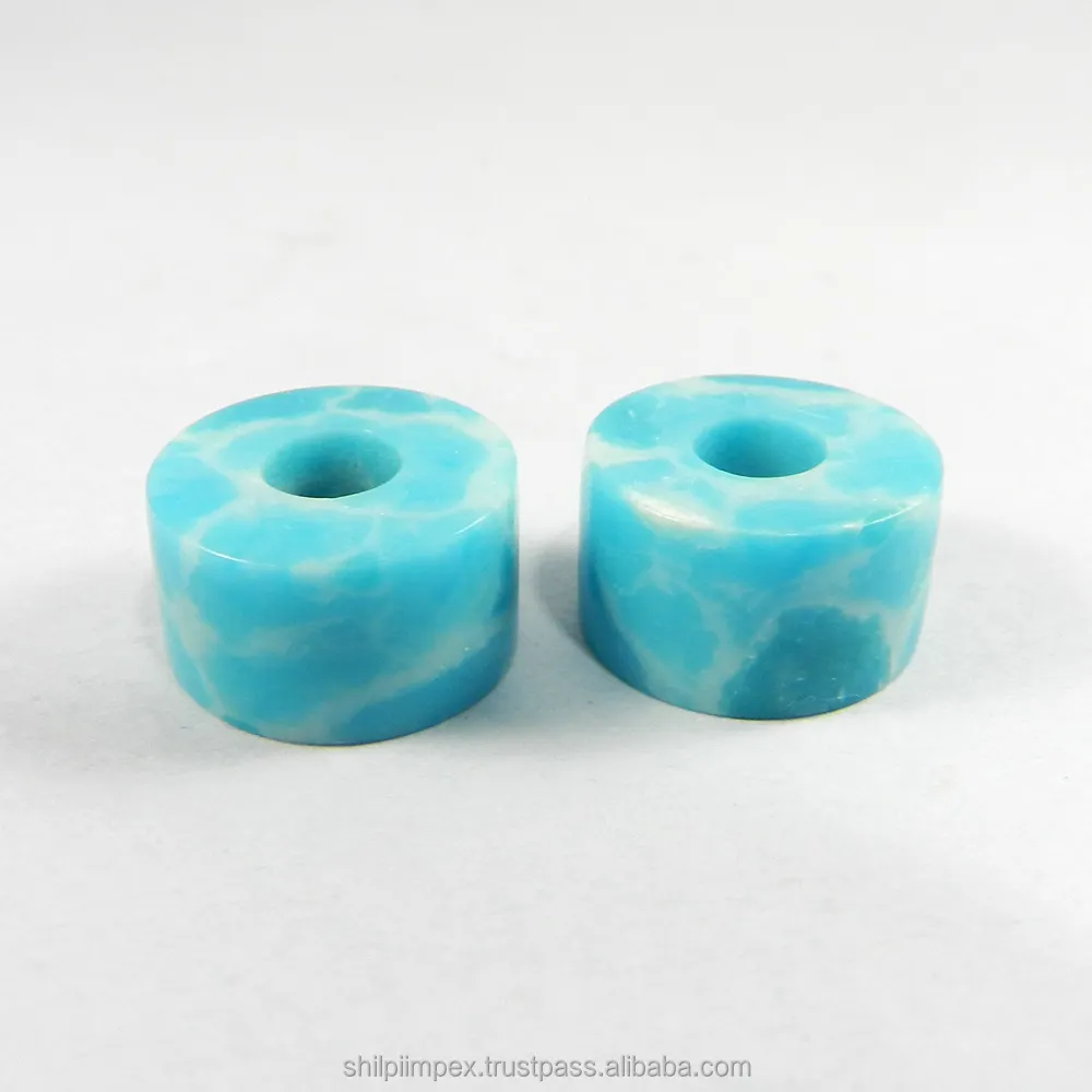 Chinesische Larimar Big Hole Perlen 14 X8X5mm Flache glatte Edelstein perlen-Halbe del stein perlen für die Schmuck herstellung-SI0701