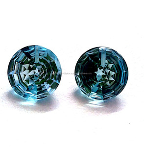 Topaze bleu ciel naturelle coupe concave pierre semi-précieuse bijoux vente en gros pour bagues pendentifs pierres précieuses en vrac coupe à facettes - Product Image 1