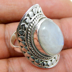 แหวนเงินประดับพลอยมูนสโตนสีรุ้งน่ารักแหวนแต่งงานสำหรับผู้หญิงแหวน925เงินสเตอร์ลิง925 - Product Image 2