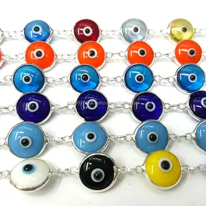 925K Prata Esterlina Colorido Turkish Evil Eye Proteção Boa Sorte Pulseira