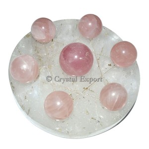 ชุดคริสตัลควอตซ์พร้อมลูกบอลโรสควอตซ์สำหรับการบำบัด - Product Image 1