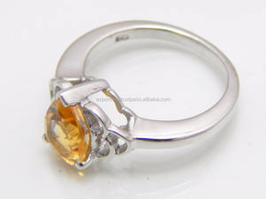 แหวนแต่งงานทรงหยดน้ำประดับพลอยซิทรินควอตซ์คลาสสิกบนตัวเรือนเงินแท้ 925 สำหรับผู้หญิง - Product Image 4