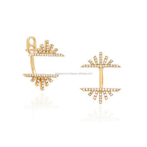 14K Oro H Color SI Diamante Pave Hermoso Diseño Stud Pendientes - Product Image 3