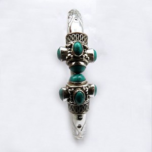 Brazalete de Plata de Ley 925 con Turquesa de Forma Redonda, Diseño Bohemio, Hecho a Mano, Joyería Unisex para Mujer - Product Image 5