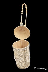 High Quality Vivid Handmade 1023 Metal Clutch Ladies Gold <b>Silver</b> Beaded Evening Party <b>Handbags</b> Stone Work Bridal Bridesmaid - Product Image 2