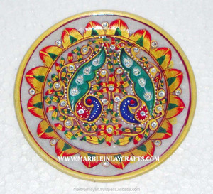 Hermosa placa decorativa de mármol pintada en oro - Product Image 1