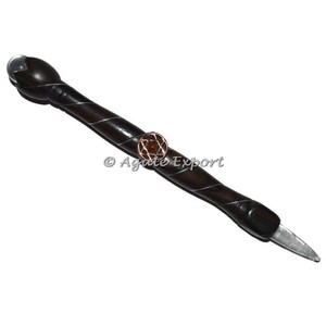 Pentagram Wooden Wand Stick : Top Suppliers Gemstone <b>Tree</b> Healing Gemstone Sticks - Product Image 1