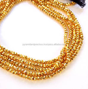 เส้นลูกปัดไพไรต์ธรรมชาติสีทองสำหรับทำเครื่องประดับขนาดต่างๆ - Product Image 1