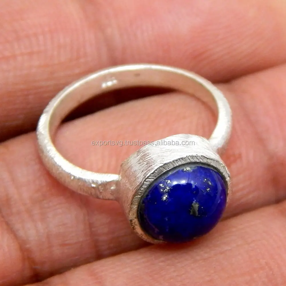 Natural Lapis Lazuli Gemstone Silver Ring 925 Sterling Fine Handmade Jewelry Wedding Statement Indian Jewelry