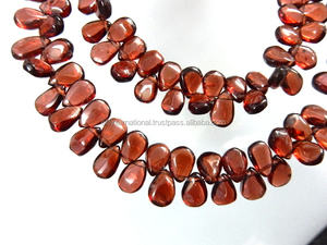 Briolette ลูกปัดโกเมนรูปลูกแพร์แบบเรียบอัญมณีสีแดงคุณภาพสูงขายส่งจากผู้ผลิต - Product Image 6