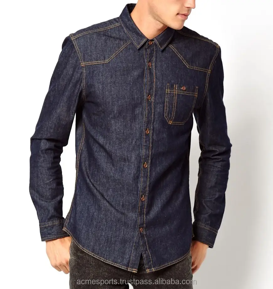 denim shirts - new design 2018 blue color denim shirt - high quality jeans shirts