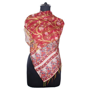 Kantha Work seda hecha a mano estilo Vintage bufanda SC1246 niñas bufanda estola Hijab Vintage kantha cosido a mano algodón Allover bufanda - Product Image 1