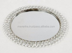 Assiette de chargeur de bordure perlée en cristal étincelant assiette de chargeur en métal filaire décorée pour mariage dîner décor de Table de fête - Product Image 3