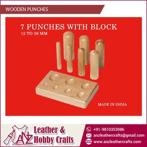 Premium 7 Wooden Punches with Block Set 12-38mm for <b>Leather</b> Craft |Professional Embossing & Molding <b>Tool</b> Kit for DIY Hobby Craft - Product Image 2