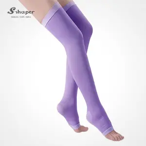 Calcetines para dormir ecológicos antiembolismo antibacterianos hasta el muslo para mujer, OEM, con patrón sólido, medias térmicas - Product Image 1