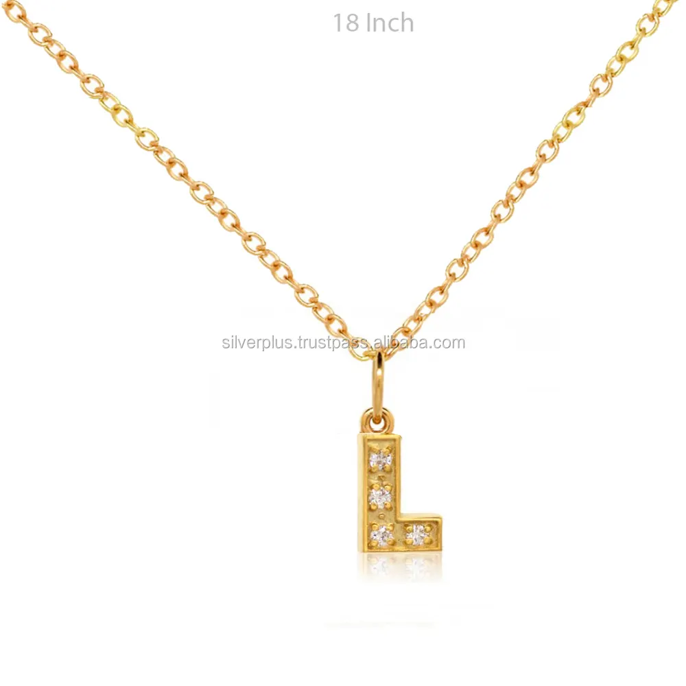 Genuine SI Clarity G-H Color Diamond Solid 14K Yellow Gold 6 mm Initial Charm "L" Alphabet Letter Pendant Necklace Manufacturer