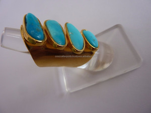 ผู้ผลิตเครื่องประดับอินเดีย18พันจริงชุบทองแหวนพลอยสีฟ้าคราม - Product Image 4