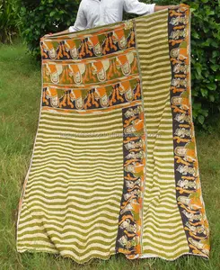Kantha Throw Beautiful Vintage Cotton Blanket Hand Stitched Kantha Quilt Bohemian <b>Bedding</b> India Ethnic - Product Image 1