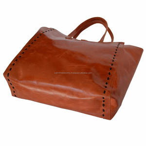 Bolso de compras marrón puro de cuero genuino Vintage a la moda para mujer, bolso de hombro para mujer, bolso de compras de mensajero a la moda - Product Image 5