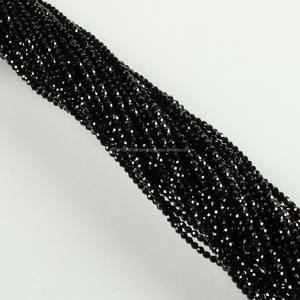 Collier, bracelet, boucles d'oreilles, spinelle noir, micro-perles facettées rondes, 2 mm, 3 mm, qualité AAA, coupe israélienne, 13 pouces, vente en gros - Product Image 1