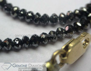 Cadena y collar de cuentas de diamante facetado negro de alta calidad 100% Natural - Product Image 3