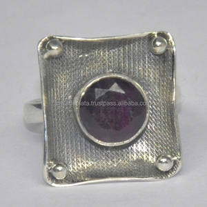 925พลอยโกเมนแท้แหวนตั้งขอบทำด้วยมือเงินแท้เครื่องประดับ unisex คลาสสิกแฟชั่นสำหรับงานแต่งงาน - Product Image 3