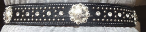 Ceinture de cow-boy/cowgirl Rider's Trust en cuir de vache véritable avec boucle en alliage et détails en strass, largeur de 32 mm, longueur réglable, modèle 0352 - Product Image 4