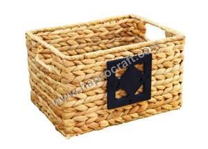 Hot selling for Wholesale water hyacinth storage <b>basket</b> with <b>handle</b> handmade, set of 2 for home storage - Product Image 6