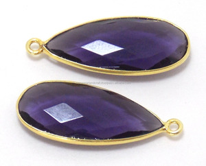 Améthyste violette 925 argent Sterling pierres précieuses naturelles bijoux faits à la main lunette pierre de naissance connecteur Boho - Product Image 3