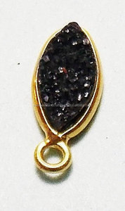 Bisel Druzy negro, piedra preciosa Natural chapada en oro, colgante de conector bohemio hecho a mano, hallazgos y componentes de joyería de piedra natal - Product Image 3