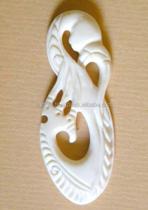 Specialista Tribale Osso Intaglio in Fatti A Mano Ciondolo Gioielli Diretta Artista - Product Image 6