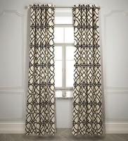 Rideaux à œillets personnalisés en polyester/coton tissé de luxe, designs modernes pour fenêtres d'angle, avec ceinture de fixation, à bipartition gauche/droite