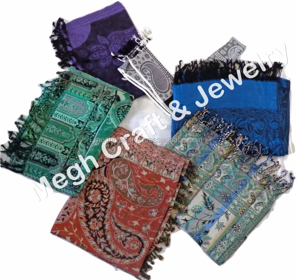 Stoles Thời Trang Mùa Đông 2016-Stoles Paisley With Fringes-Bán Buôn Thời Trang Ấn Độ Pashmina Stoles-Khăn Quàng Cổ Thời Trang Cho Bé Gái