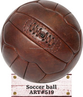 Ballon de football vintage professionnel en cuir véritable, design classique avec logo, pliable et portable