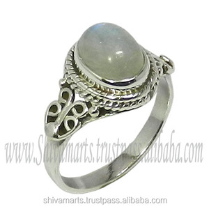 ทำด้วยมือ925เงินสเตอร์ลิงสีรุ้งแหวนพลอยมูนสโตนเครื่องประดับแฟชั่นสวยแหวนเงินแท้ - Product Image 2