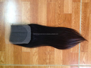 Fermeture en dentelle complète en cheveux humains vierges Remy du Vietnam, économique, avec frange et partie en U, blonde - Product Image 1