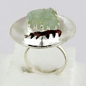 Magnifique bague en argent plaqué avec pierres brutes d'aigue-marine et de rubis Shri Ashapura Jewels ARCB1003-6, évaluation tierce - Cadeau unisexe - Product Image 4