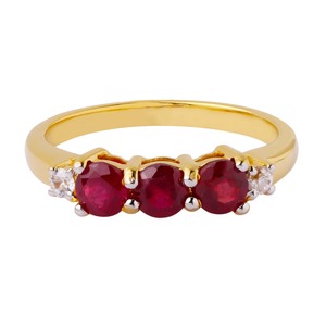 แหวนทับทิมไตรภาคทำจากทับทิมธรรมชาติชุบโรเดียมสำหรับงานแต่งงานและงานเลี้ยง - Product Image 3