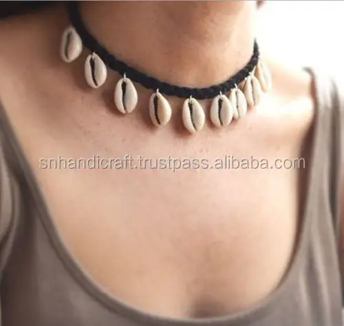 Shell Pendants Choker Collar Necklace Cotton Rope Beach necklace