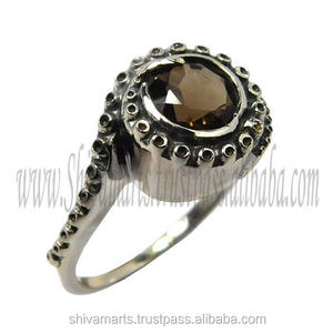 แหวนพลอยควอตซ์สโมคกี้ธรรมชาติสำหรับงานเลี้ยงสีเงินสเตอร์ลิง925ทึบ - Product Image 2