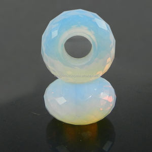 Hydro 14x8x5mm redondo facetado Opalite piedras preciosas cuentas gran agujero piedra cuentas para la fabricación de joyas - Product Image 2