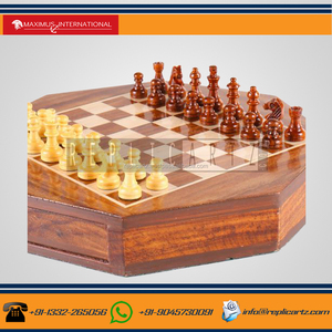 Octagon <b>Wooden</b> <b>Chess</b> Board Game Decorative Knick Knack Tabletop Accent Folding <b>Chess</b> <b>Set</b> Home Decor Gift Collectible Ornament - Product Image 5