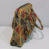 Sacs fourre-tout pour femmes en tissu de coton écologique, design vintage, vente en gros, avec fermeture à glissière, broderie sur toute la surface