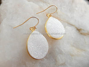 Super <b>Fine</b> Quality Natural Color Agate Druzy <b>Hoop</b> <b>Earrings</b> Beautiful Lightweight Alloy Nickel Free Mohit Wedding Gift Fashion - Product Image 2