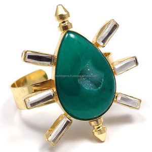 Ventana Druzy de ágata de bala y Chatons brazalete hecho a mano pulsera venta al por mayor de encargo de germanio - Product Image 1