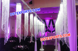 งานแต่งงานเส้นใยคริสตัลเสาขนาดเต็มงานแต่งงานเส้นใยคริสตัลเสาที่แตกต่างกันแกะสลักงานแต่งงานทางเดินเสา - Product Image 4