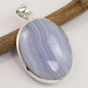 925 Sterling Silver Jewelry Natural BLUE LACE AGATE Gemstone Pendant ! Wholesale