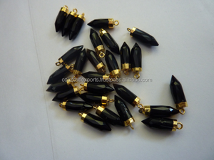 Colgantes y dijes finos de plata esterlina, colgante de ónix negro, punta de lápiz, cuerno, punta, forma de cabeza de bala, chapado en oro para fiestas - Product Image 4